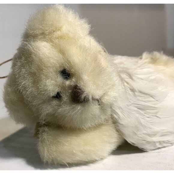 Russ Berrie Collectible Angel Bear Ornament 6" Plush Feathers with Harp White - Picture 2 of 8